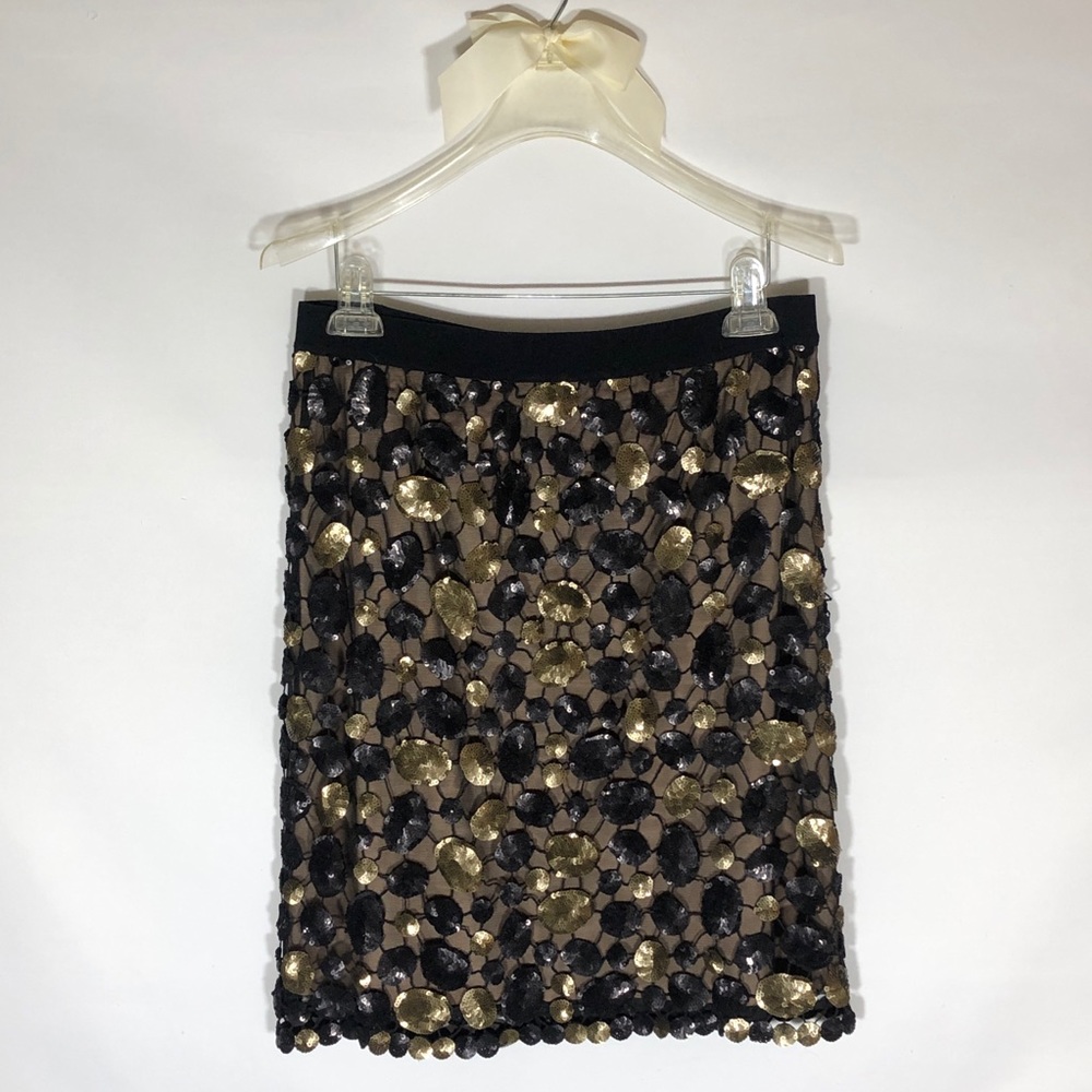 BCBG Women’s Max Azria Skirt Sequin Black/Gold M